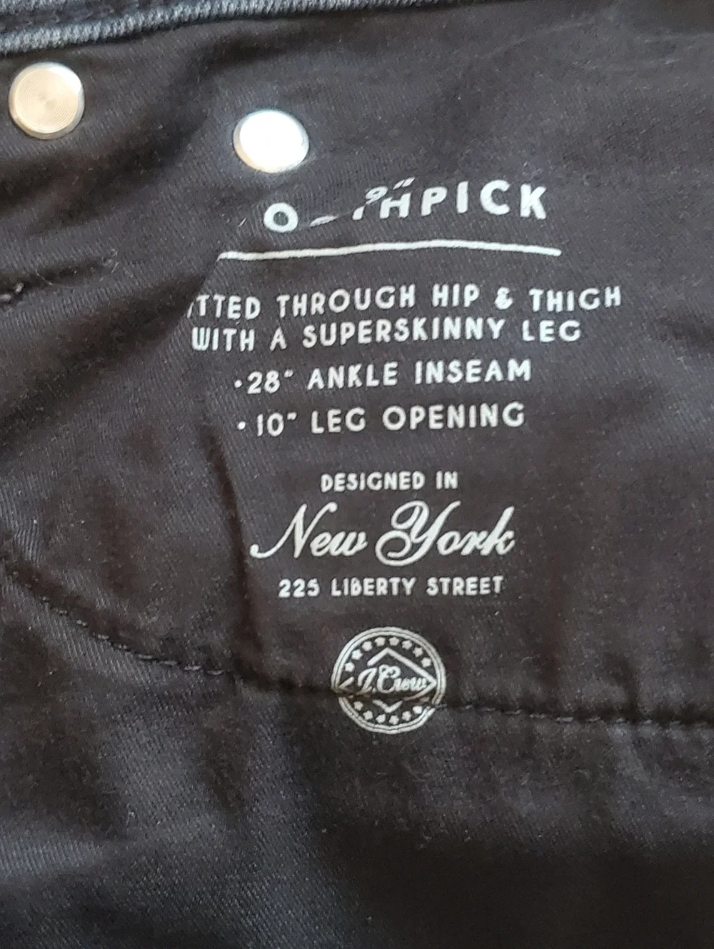 ☆ J Crew Toothpick Jeans Black Size 30